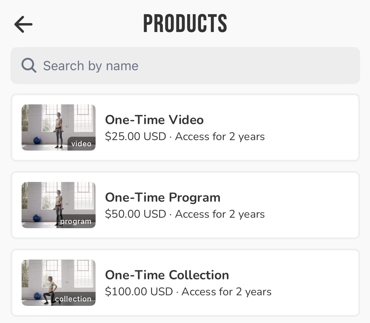 A coach selling a one-time video, program and collection inside their Trybe space